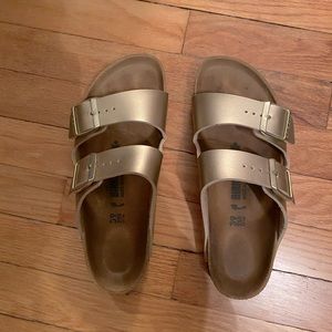 Birkenstocks Gold Metallic Size 39